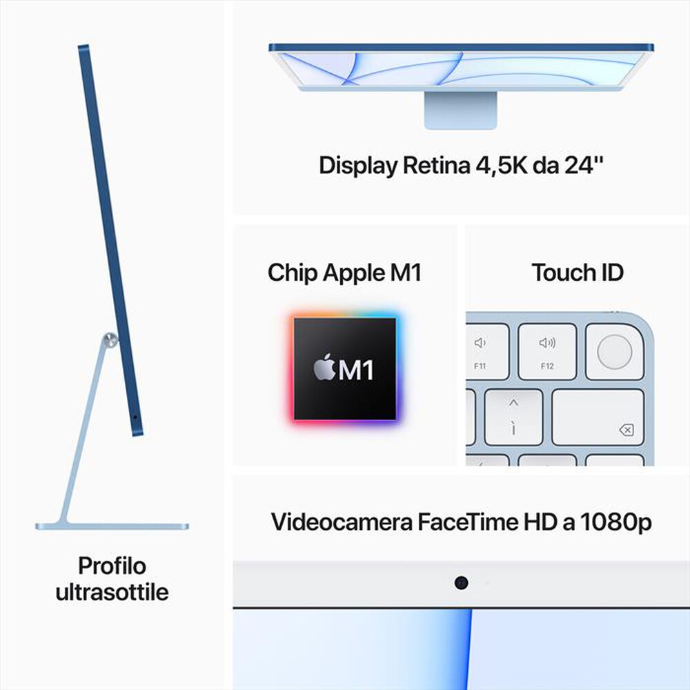 "APPLE - iMac 24\" display Retina 4,5K M1 256 GPU 8CORE 2021 - Blu"