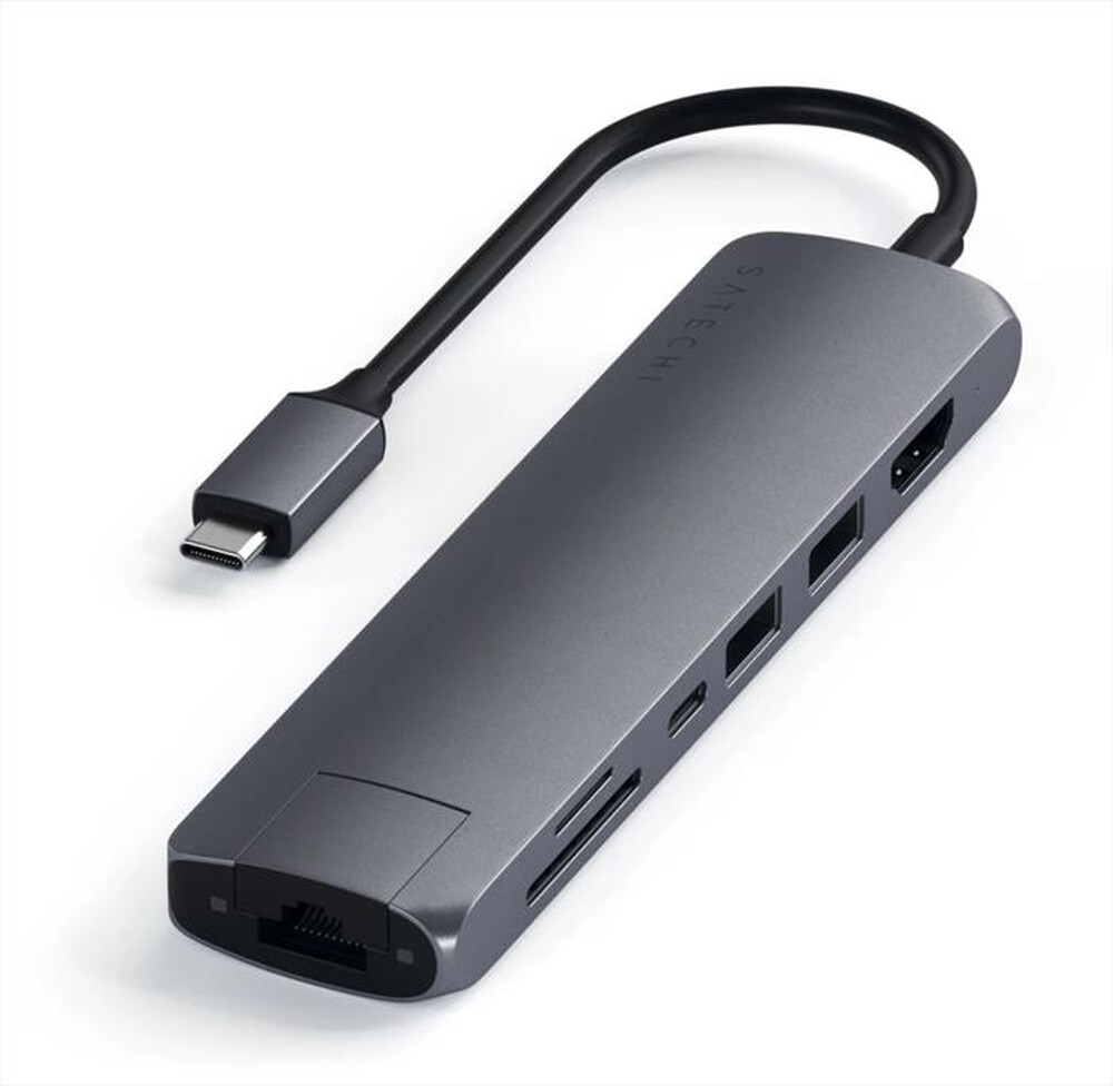"SATECHI - HUB SLIM USB-C MULTIPORTA CON ADATTATORE ETHERNET-grigio"