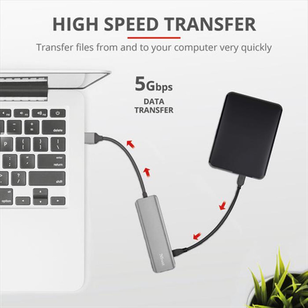 Immagine del prodotto TRUST - HALYX 4-PORT USB3.2 HUB-Alluminio