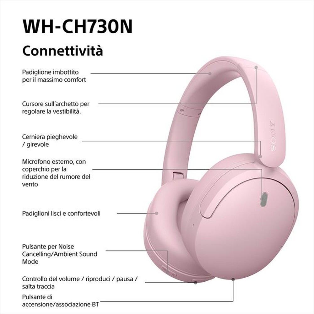 Immagine del prodotto SONY - Cuffie Bluetooth Over-ear WH-CH730N-Pink