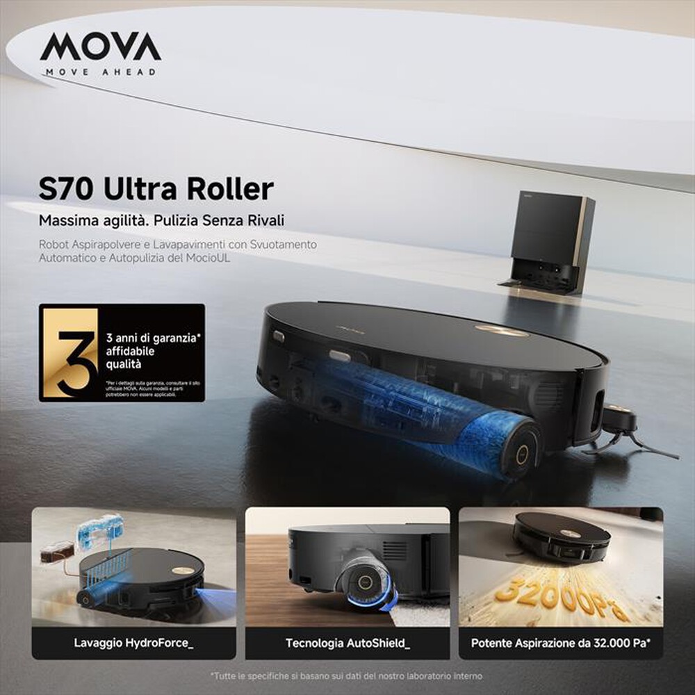 Immagine del prodotto MOVA - Aspirapolvere robot S70 ULTRA ROLLER-Nero