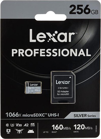LEXAR - SDMICRO 1066X 256GB CL.-Black/Silver