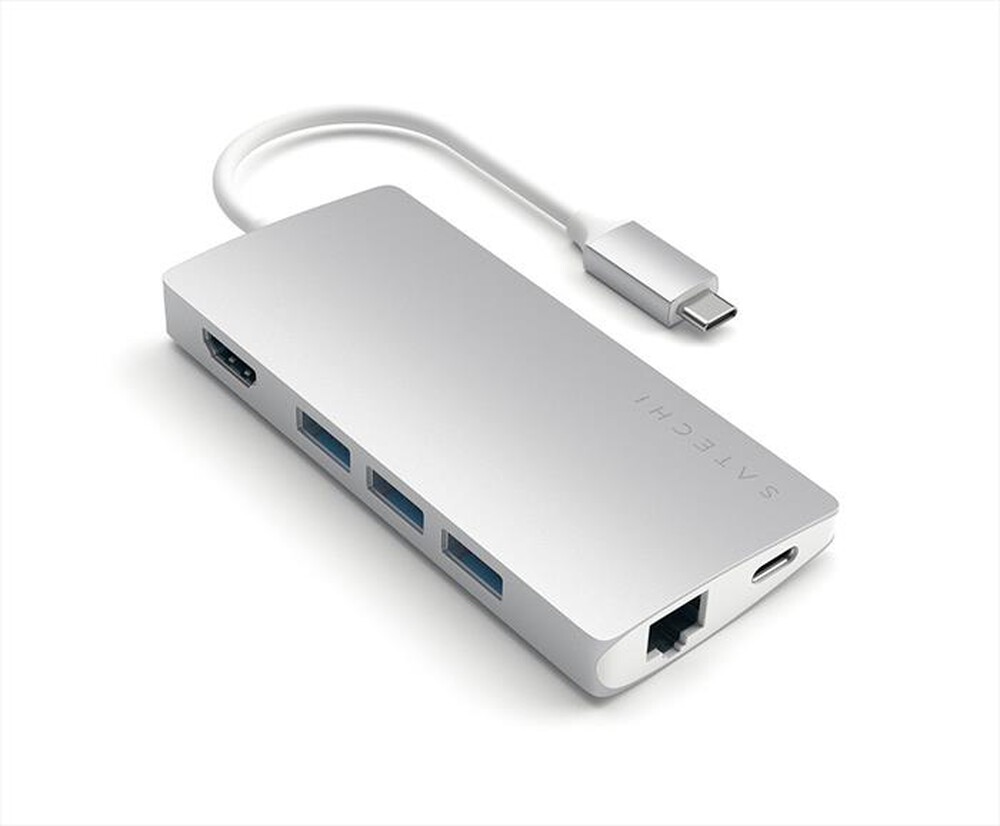 "SATECHI - ADATTATORE USB-C MULTI-PORTA 4K ETHERNET V2-argento"