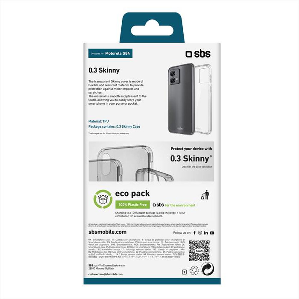 "SBS - Cover Skinny TESKINMOG84T per Motorola G84-Trasparente"