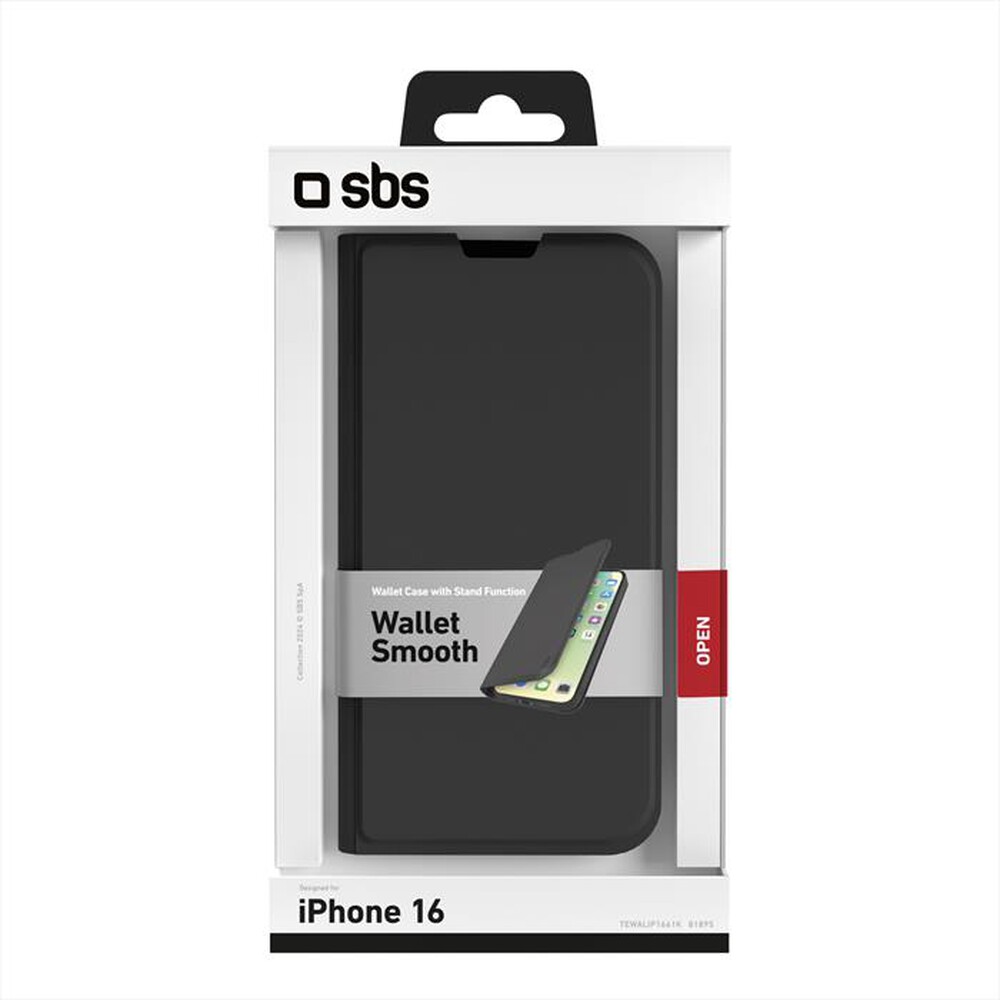 Immagine del prodotto SBS - Cover Wallet iPhone 16 TEWALIP1661K-Nero