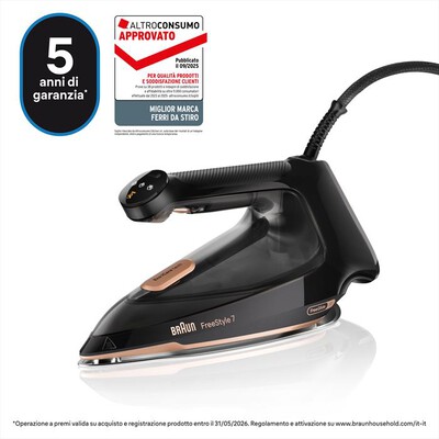 BRAUN - Ferro da stiro a vapore FI7276BK-Nero / Rame