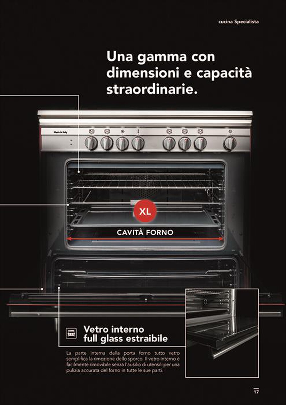 "GLEM GAS - Cucina a gas SB965MBK Classe A+-Nero Carbone"