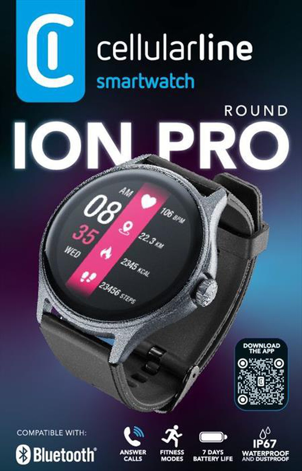 Immagine del prodotto CELLULARLINE - Smartwatch ION PRO ROUND-Nero