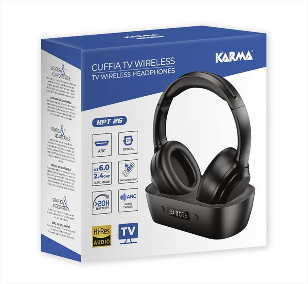 Immagine del prodotto KARMA - Radiocuffia per TV con presa HDMI ARC HPT 26-Nero