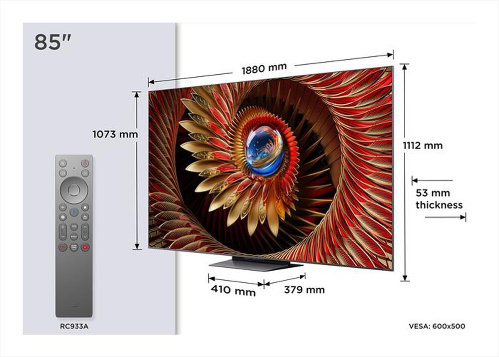 "TCL - Smart TV MINI LED UHD 4K 85\" 85C89K-Nero"