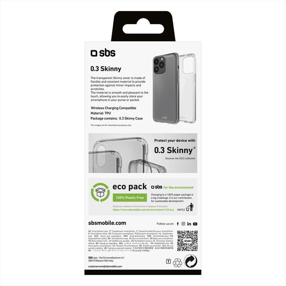 "SBS - Cover Skinny TESKINIP1467PT per iPhone 14  Pro Max-Trasparente"