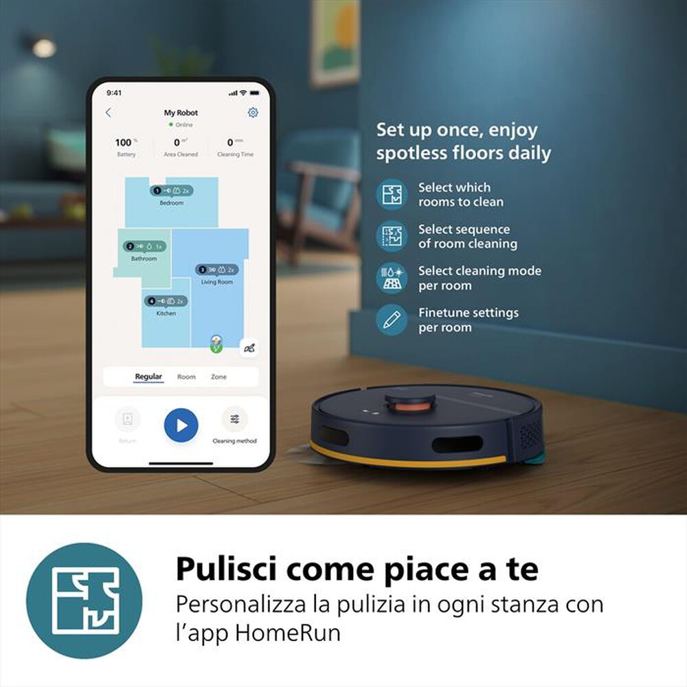 "PHILIPS - Aspirapolvere robot SERIE 2000 +STAZIONE XU2100/10-Nero"