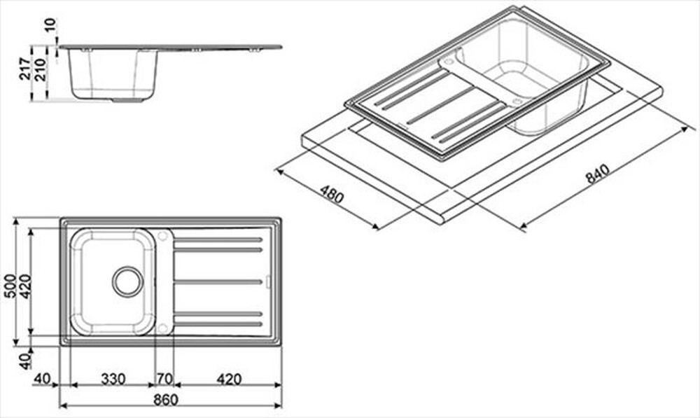 Immagine del prodotto SMEG - Lavello lineare LZ861P 1 vasche-Panna