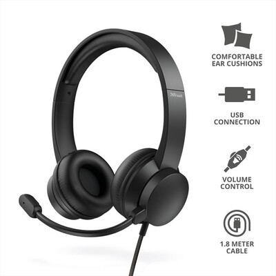 TRUST - RYDO USB HEADSET-Black,  TRUST - RYDO USB HEADSET-Black
