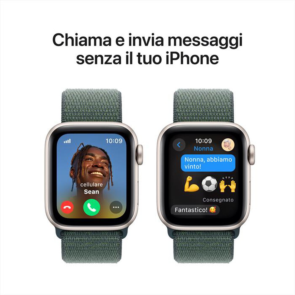 "APPLE - Watch SE GPS + Cellular 40mm Cassa Alluminio-Galassia - Sport Loop Verde"
