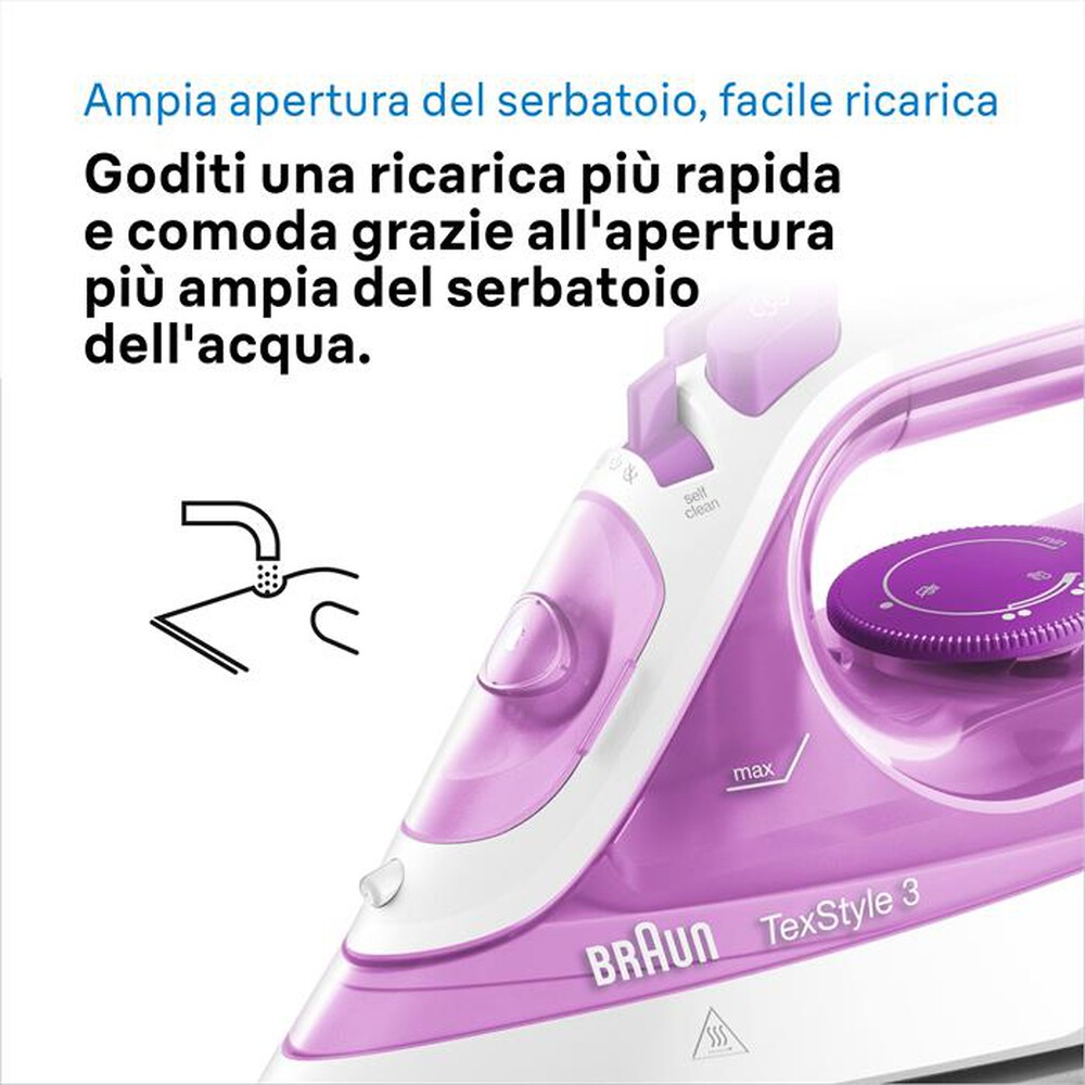 Immagine del prodotto BRAUN - Ferro da stiro a vapore TEXSTYLE 3 SI3030PU-BIANCO/ROSA