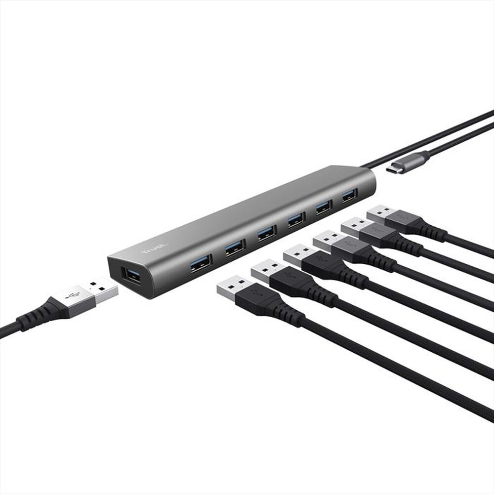 "TRUST - HALYX 7 PORT USB HUB-Grey"