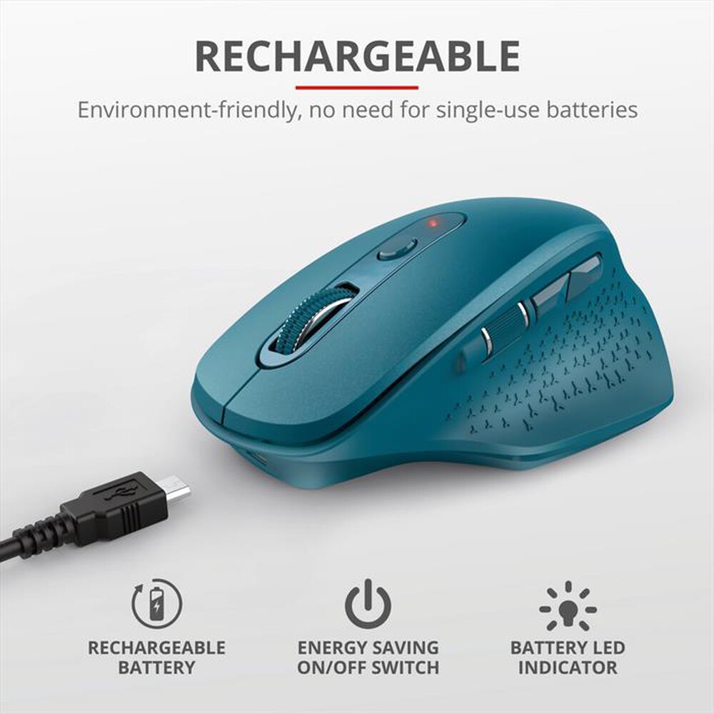 "TRUST - OZAA RECHARGEABLE S MOUSE BLUE-Blue"