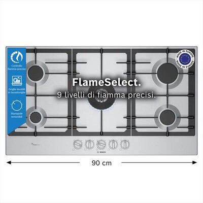 BOSCH - Piano cottura a gas PCR9A5I90 91,5 cm-Inox
