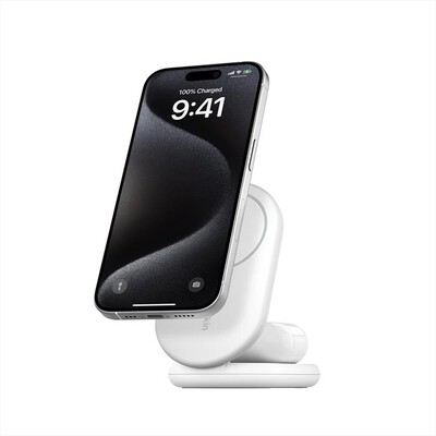 BELKIN - SUPPORTO DI RICARICA WIRELESS 2IN1 15W QI2-Bianco