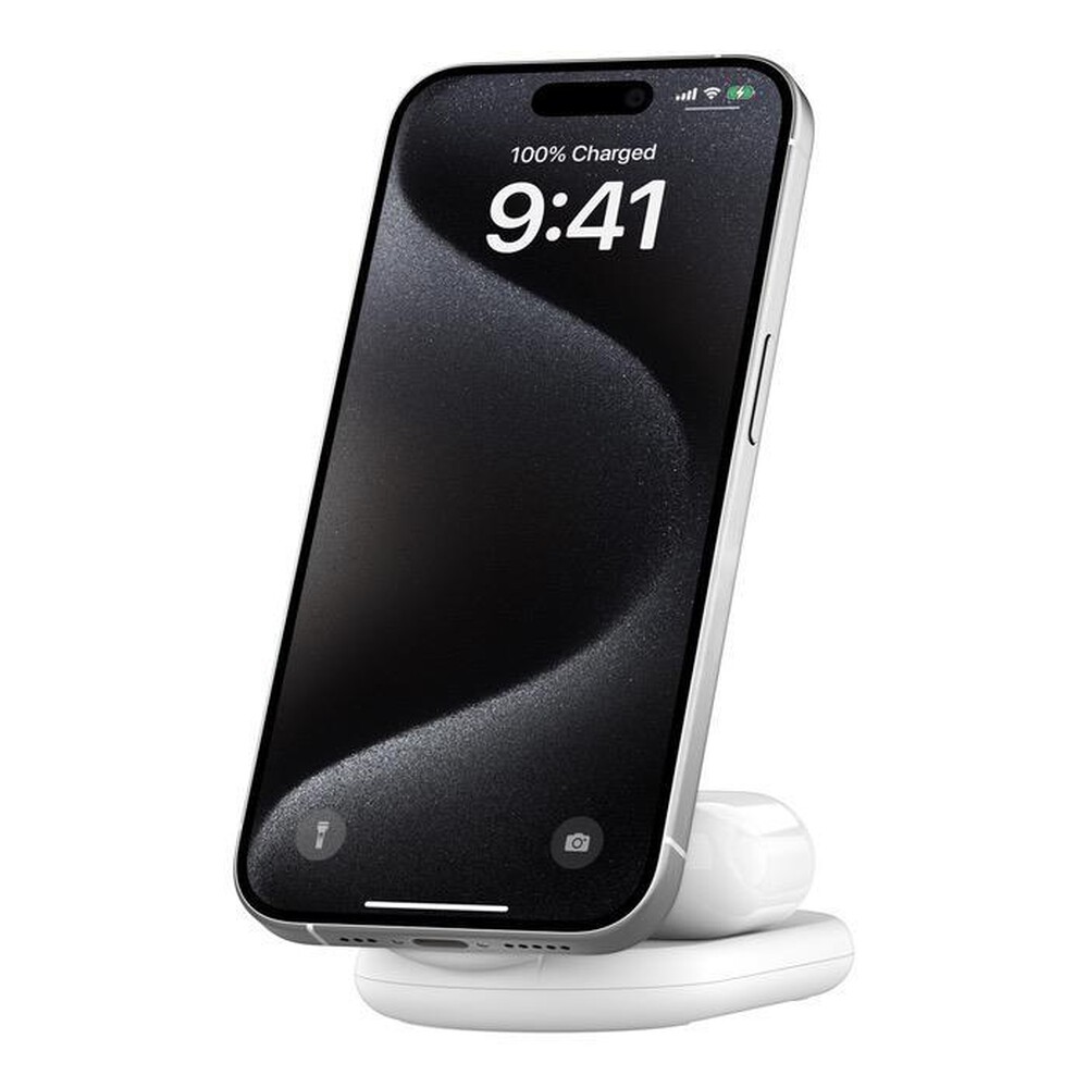 "BELKIN - SUPPORTO DI RICARICA WIRELESS 2IN1 15W QI2-Bianco"