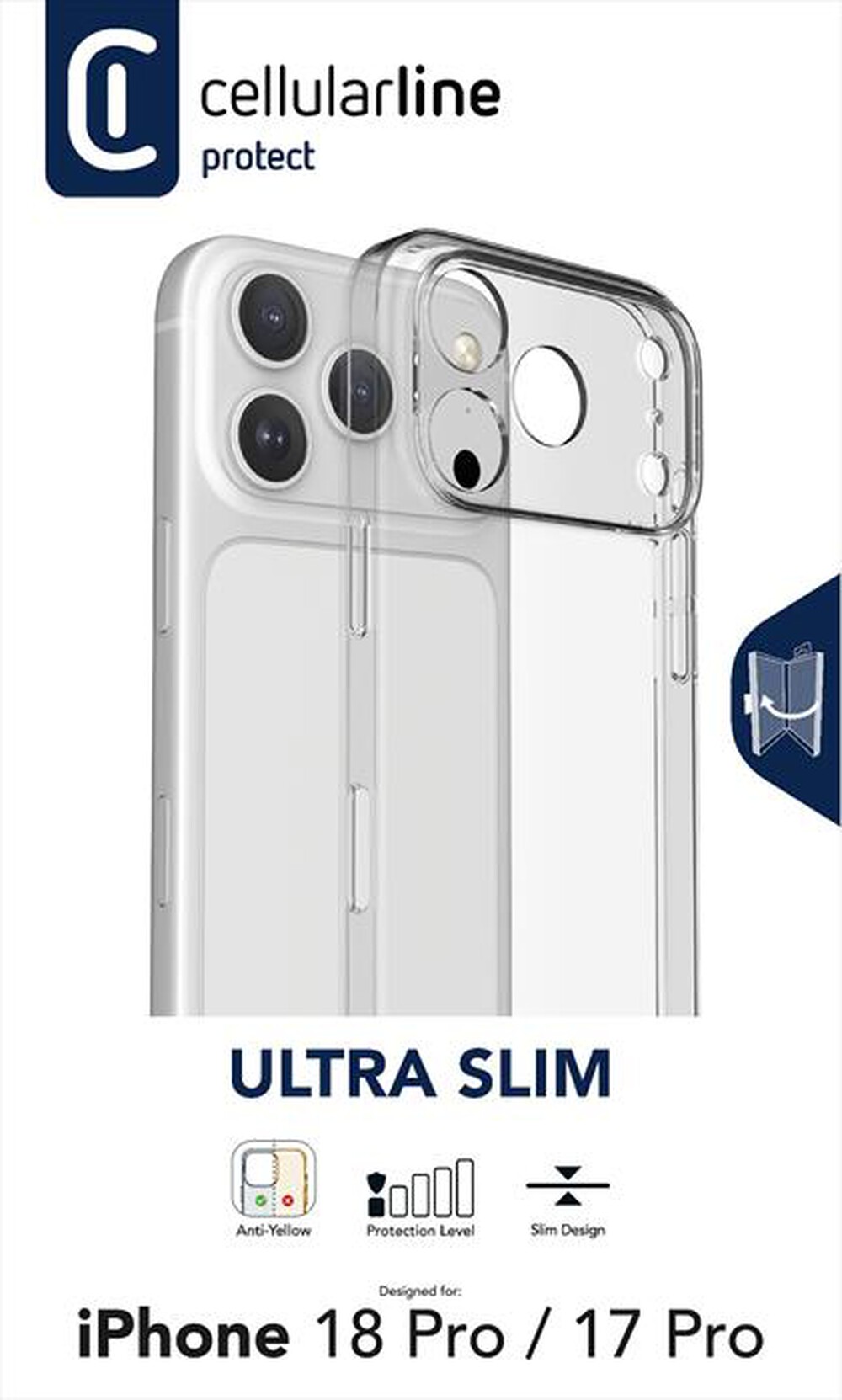 Immagine del prodotto CELLULARLINE - Cover ULTRA SLIM per iPhone 18 Pro-Trasparente