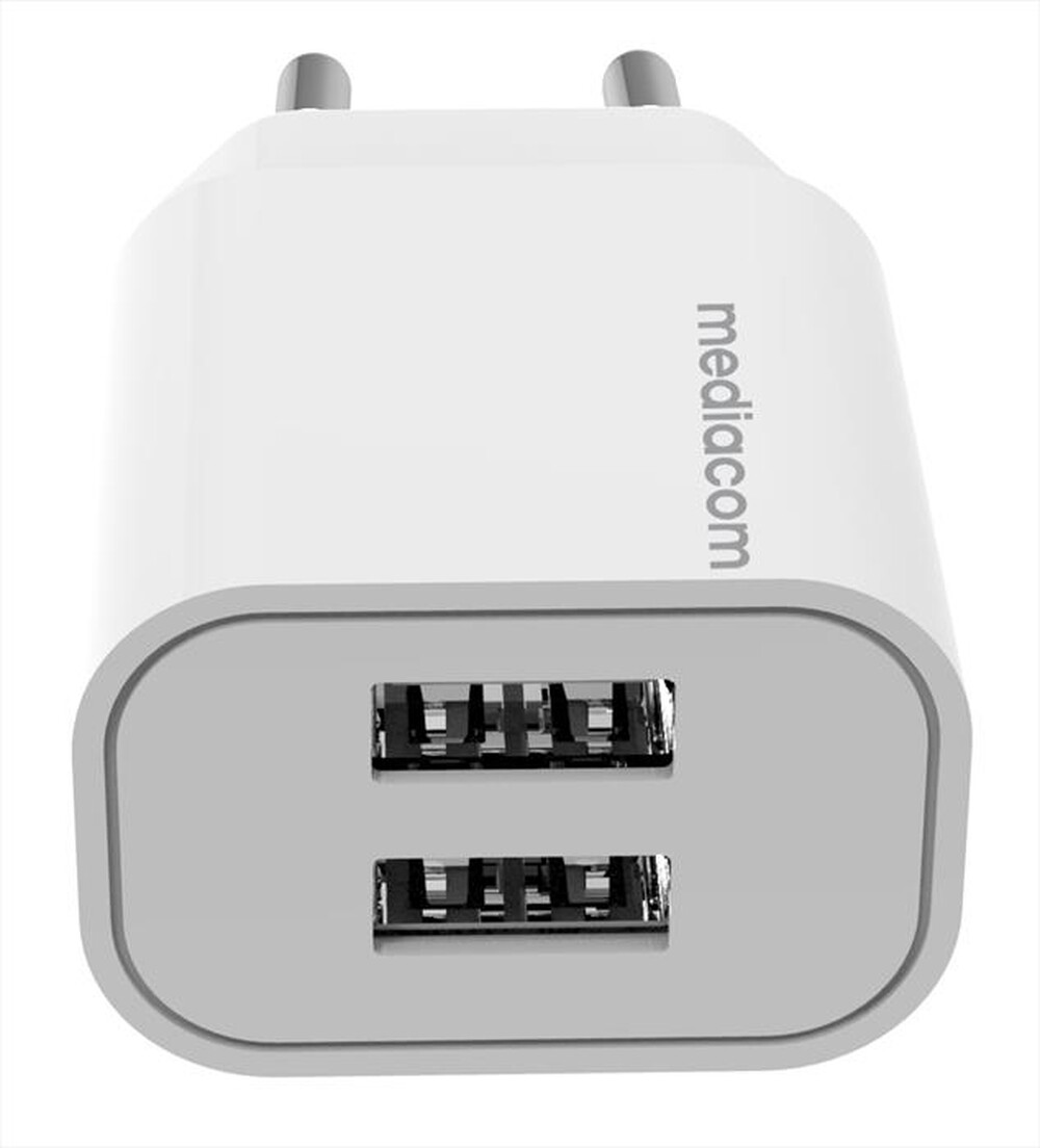 "MEDIACOM - Wall 2 USB charger-Bianco"
