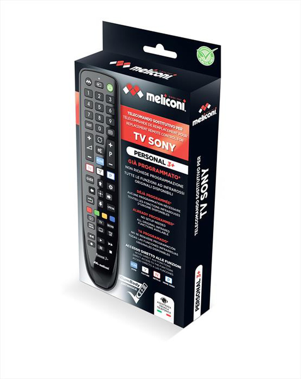 "MELICONI - Telecomando GUMBODY PERSONAL 3+ SONY-Nero lucido / nero opaco / cor"