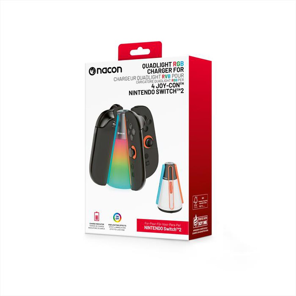 Immagine del prodotto NACON - RICARICA X 4 JOYCON.INDICAZ CARICA, RGB, SWITCH  2-Nero