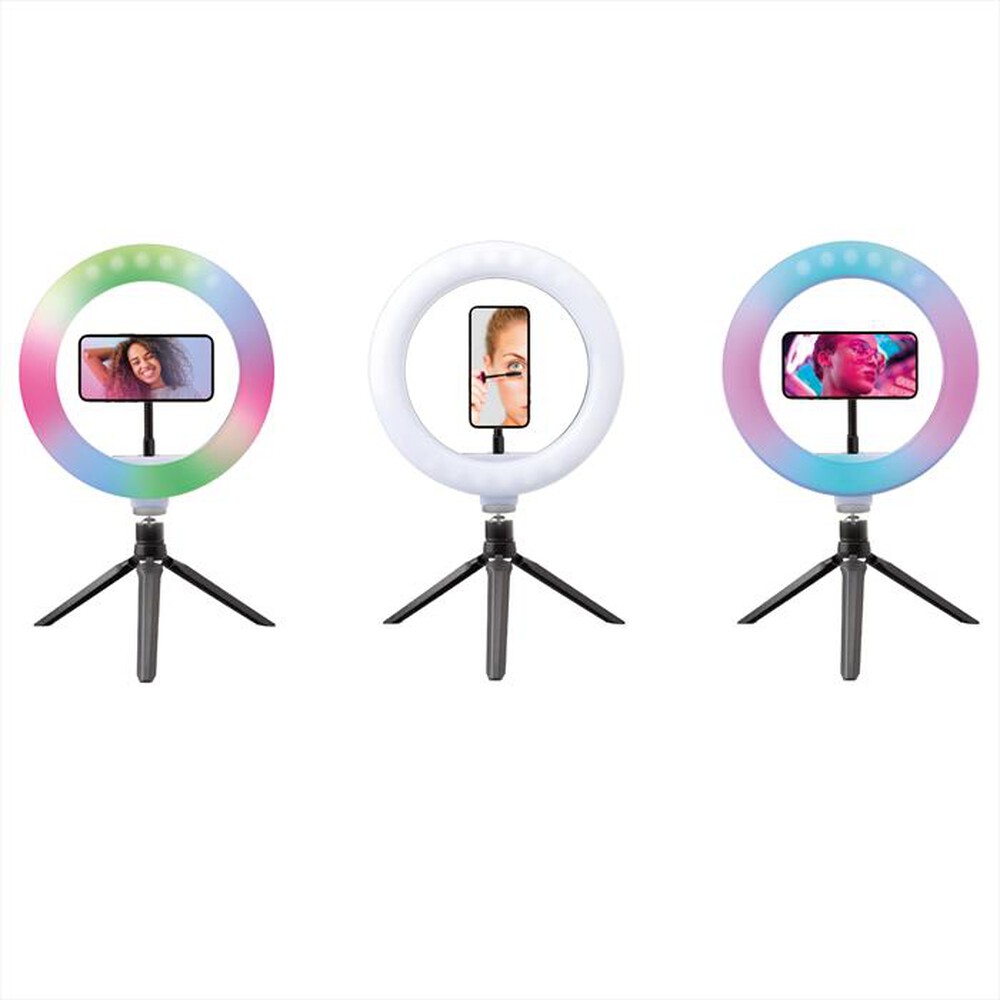 "SBS - TESELFIRINGCLIP10RGB Selfie ring da 10\"-Multicolor"