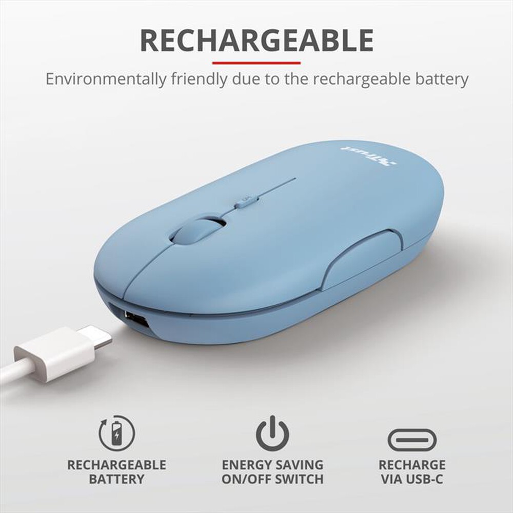 "TRUST - PUCK WIRELESS MOUSE BLUE-Blue"