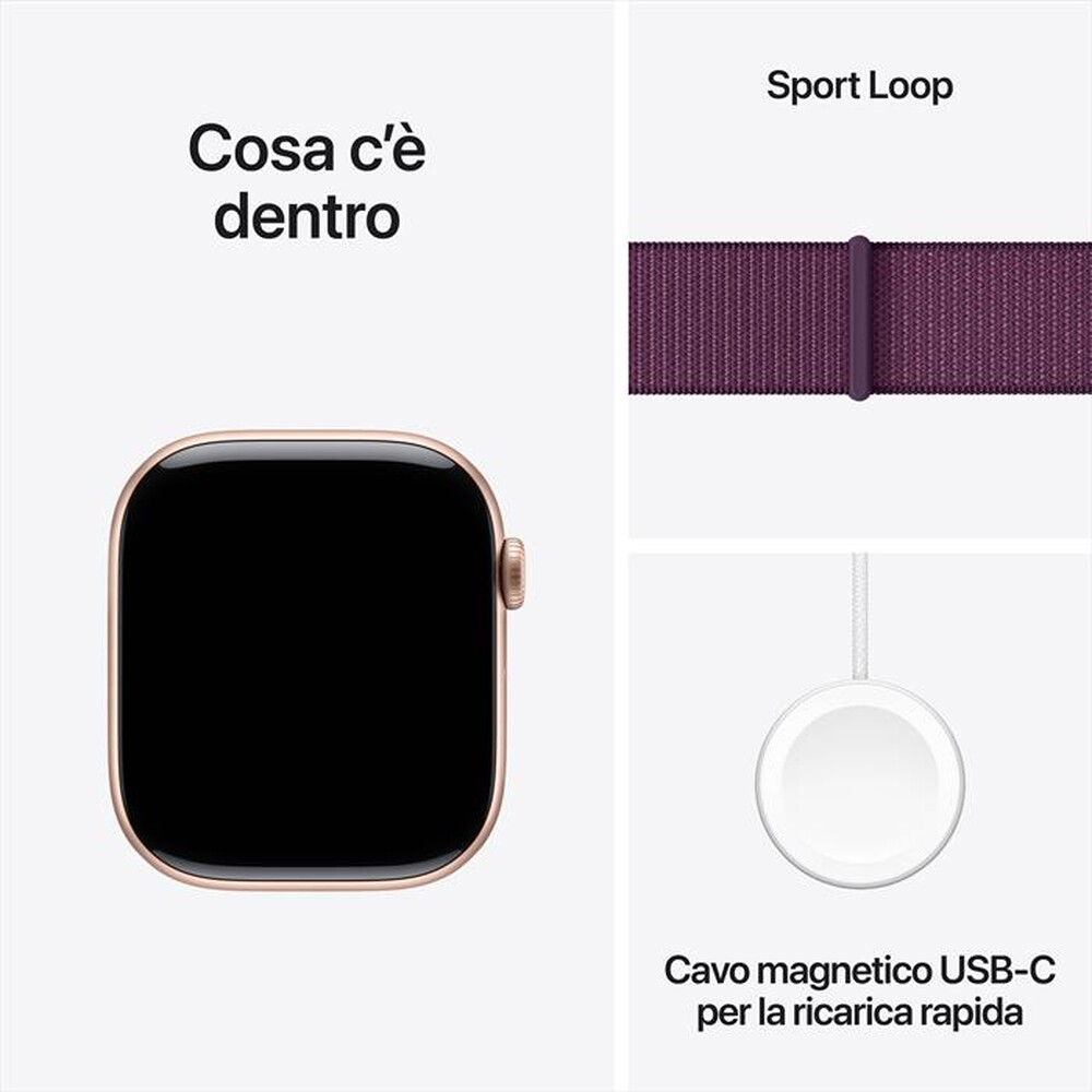 "APPLE - Watch Series 10 GPS 46mm Alluminio-Oro Rosa - Sport Loop Prugna"