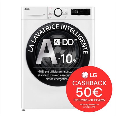 LG - Lavatrice AI DD R3 F2R3S09NSWB 9kg Classe A-Bianca
