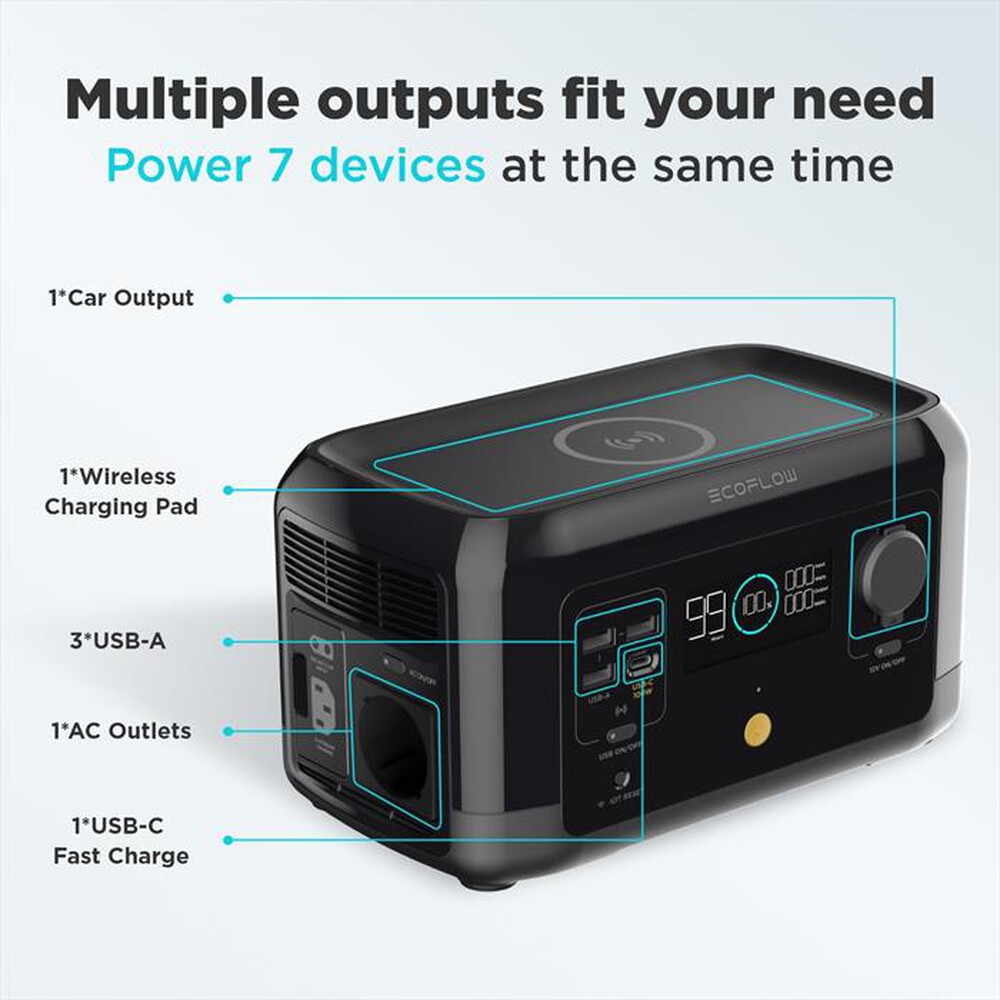 "ECOFLOW - Batteria portatile River mini wireless-nero"