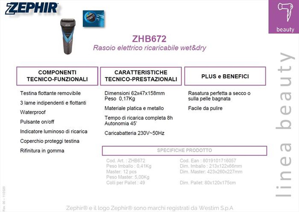 "ZEPHIR - ZHB672-Nero/Blu"