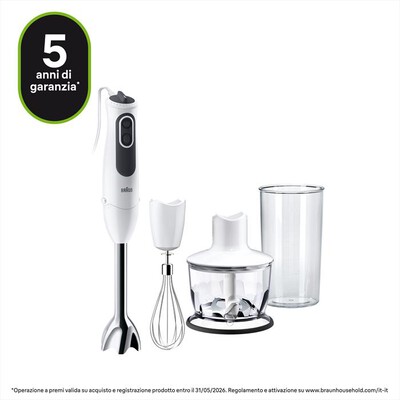 BRAUN - Frullatore a immersione Minipimer MQ3135WH SAUCE-BIANCO/GRIGIO