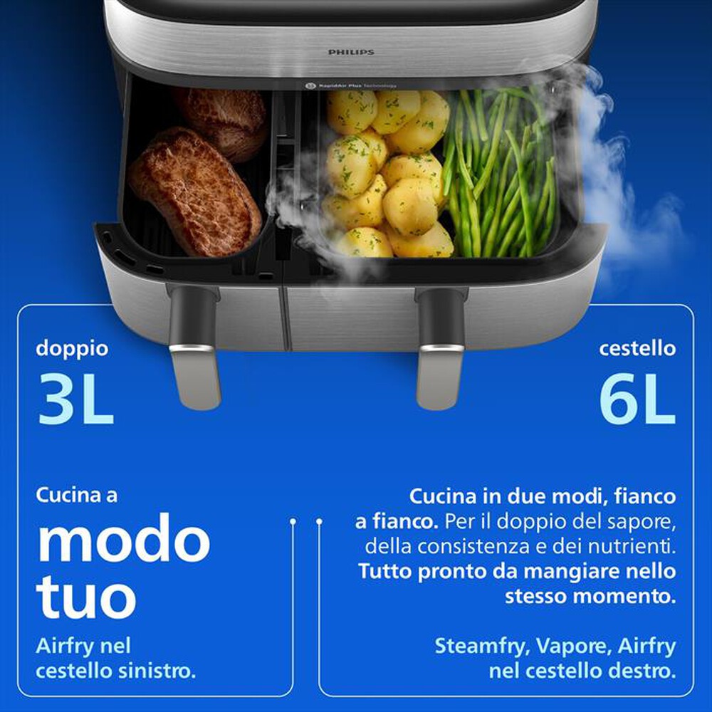 Immagine del prodotto PHILIPS - AIRFRYER SERIE 5000 DA 9L COTTURA VAPORE NA555/00-Inox