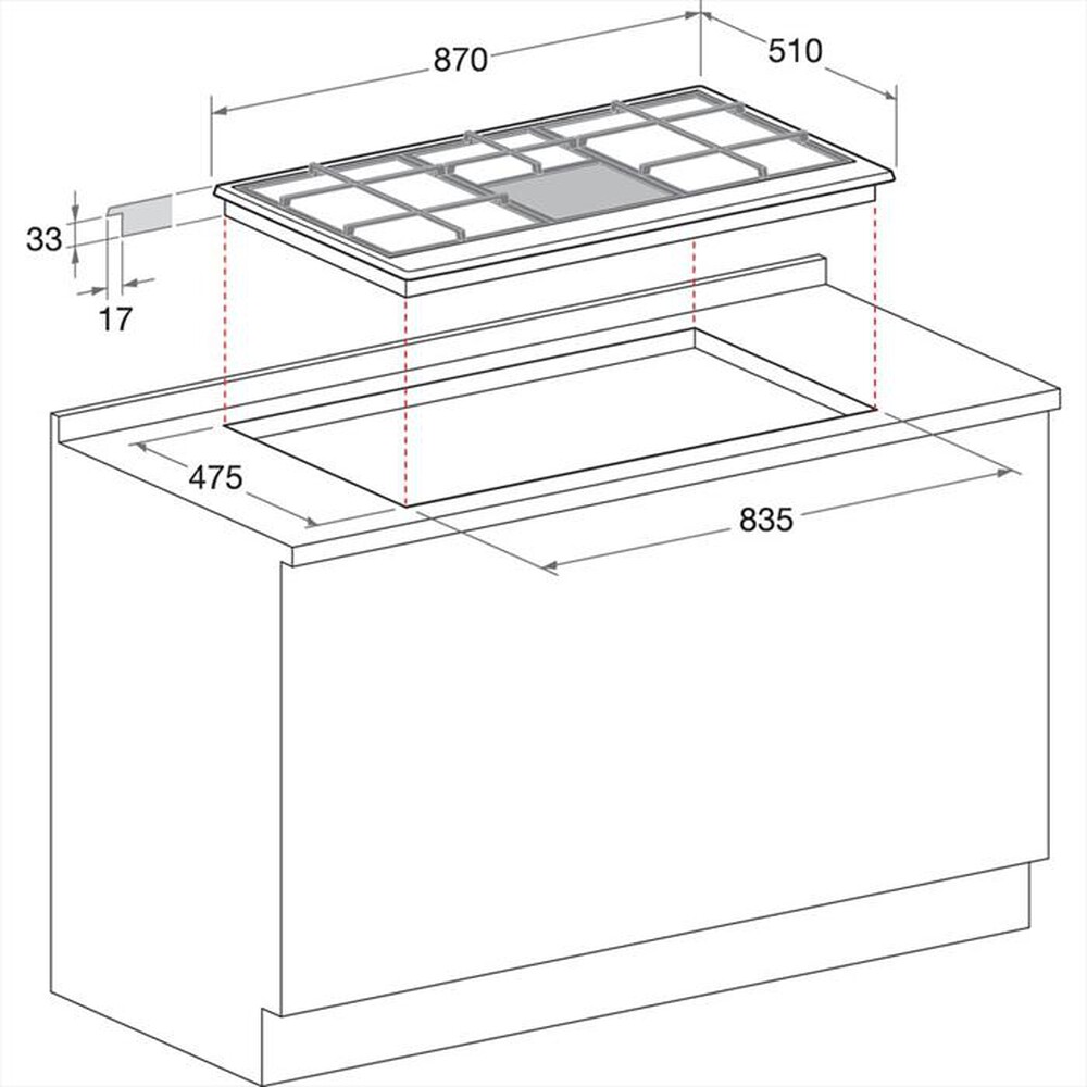 "HOTPOINT ARISTON - Piano cottura a gas PHN 962 TS/IX/HA 87cm-Inox"