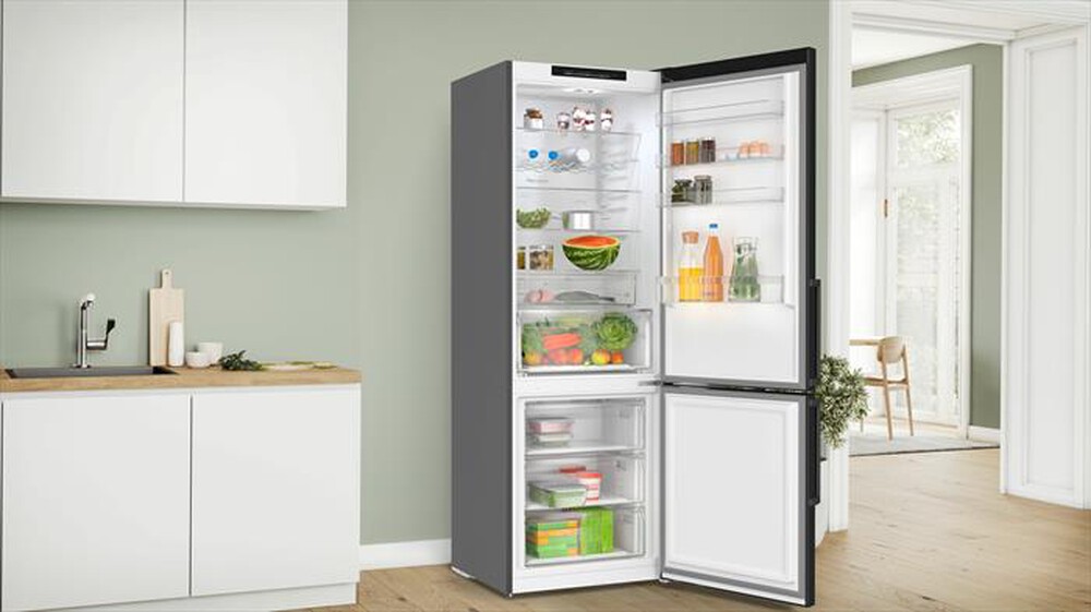 "BOSCH - Frigorifero combinato KGN49VXDT Classe D 440 lt-Acciaio nero anti-impronta"