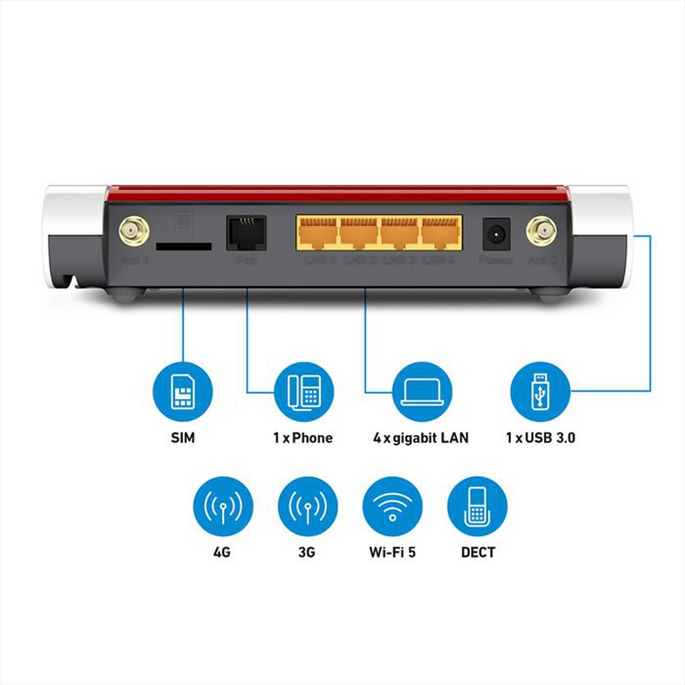 Immagine del prodotto FRITZ! - Modem router BOX 6850 4G-Bianco/Rosso