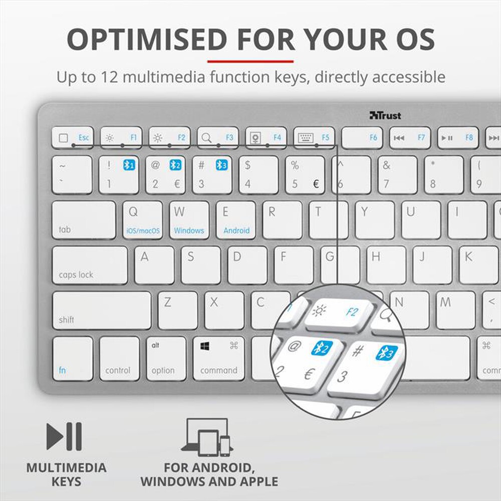 "TRUST - NADO BLUETOOTH KEYBOARD IT-White/Grey"