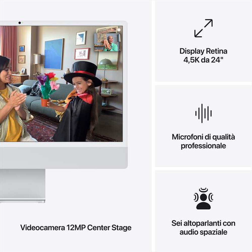 "APPLE - iMac Retina 24\" 4.5K M4 Core 10 CPU 10 GPU 512GB-Argento"