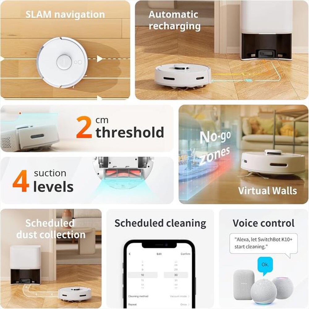 "SWITCHBOT - MINI ROBOT VACUUM K10+-BIANCO"