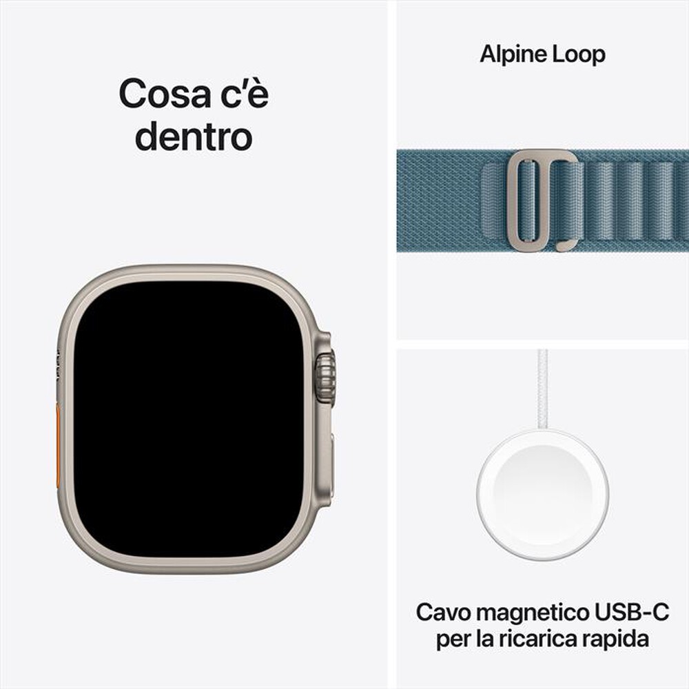 Immagine del prodotto APPLE - Watch Ultra 3 GPS + Cellular 49mm Titanio Naturale-Alpine Loop Blu Chiaro - S
