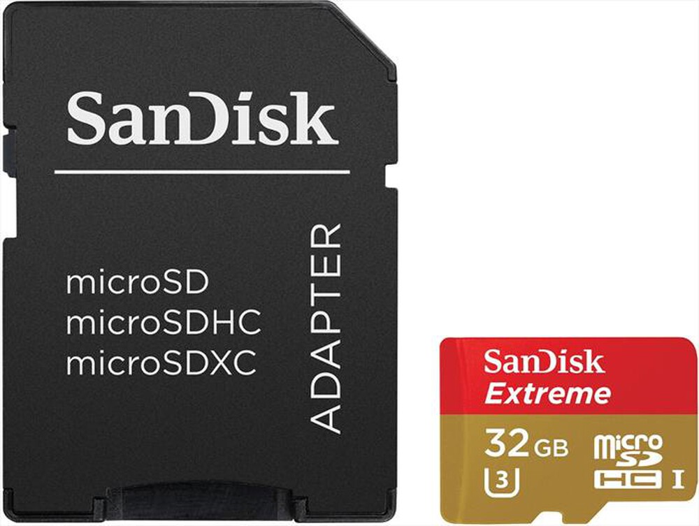 "SANDISK - Extreme microSDHC U3/Class 10 32GB + Adattatore SD"