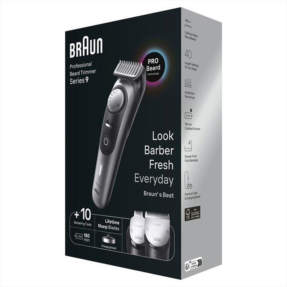 "BRAUN - Regolabarba BT9420-NERO/GRIGIO"