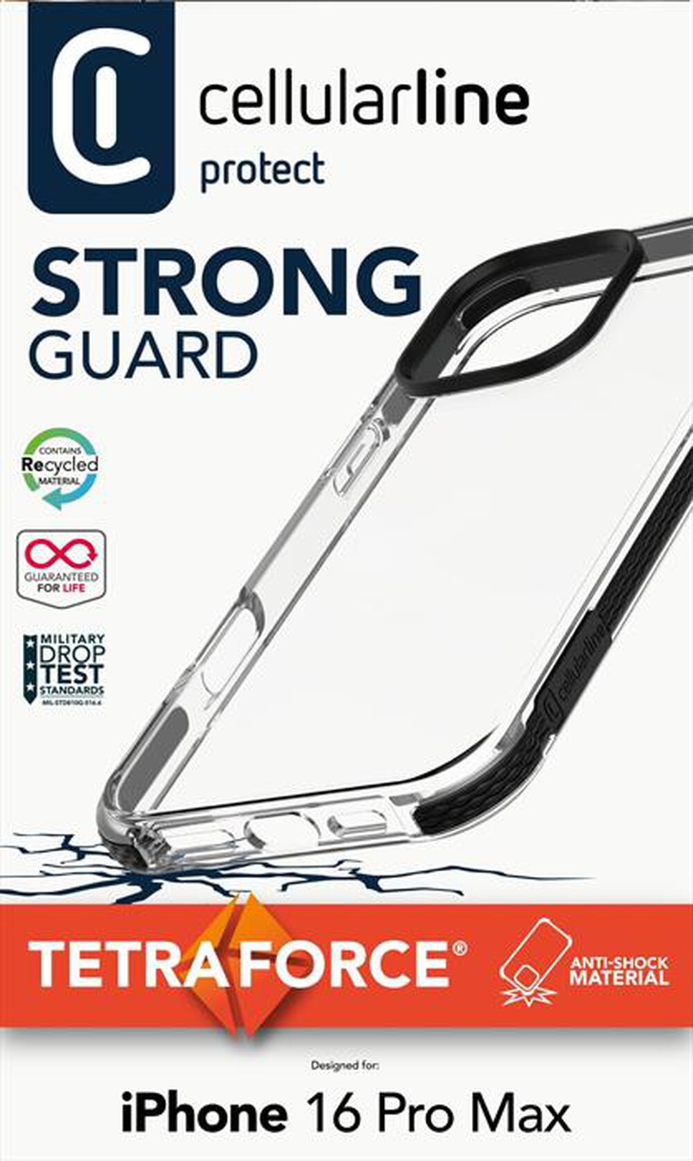 Immagine del prodotto CELLULARLINE - TETRA FORCE STRONG GUARD per iPhone 16 Pro Max-Black