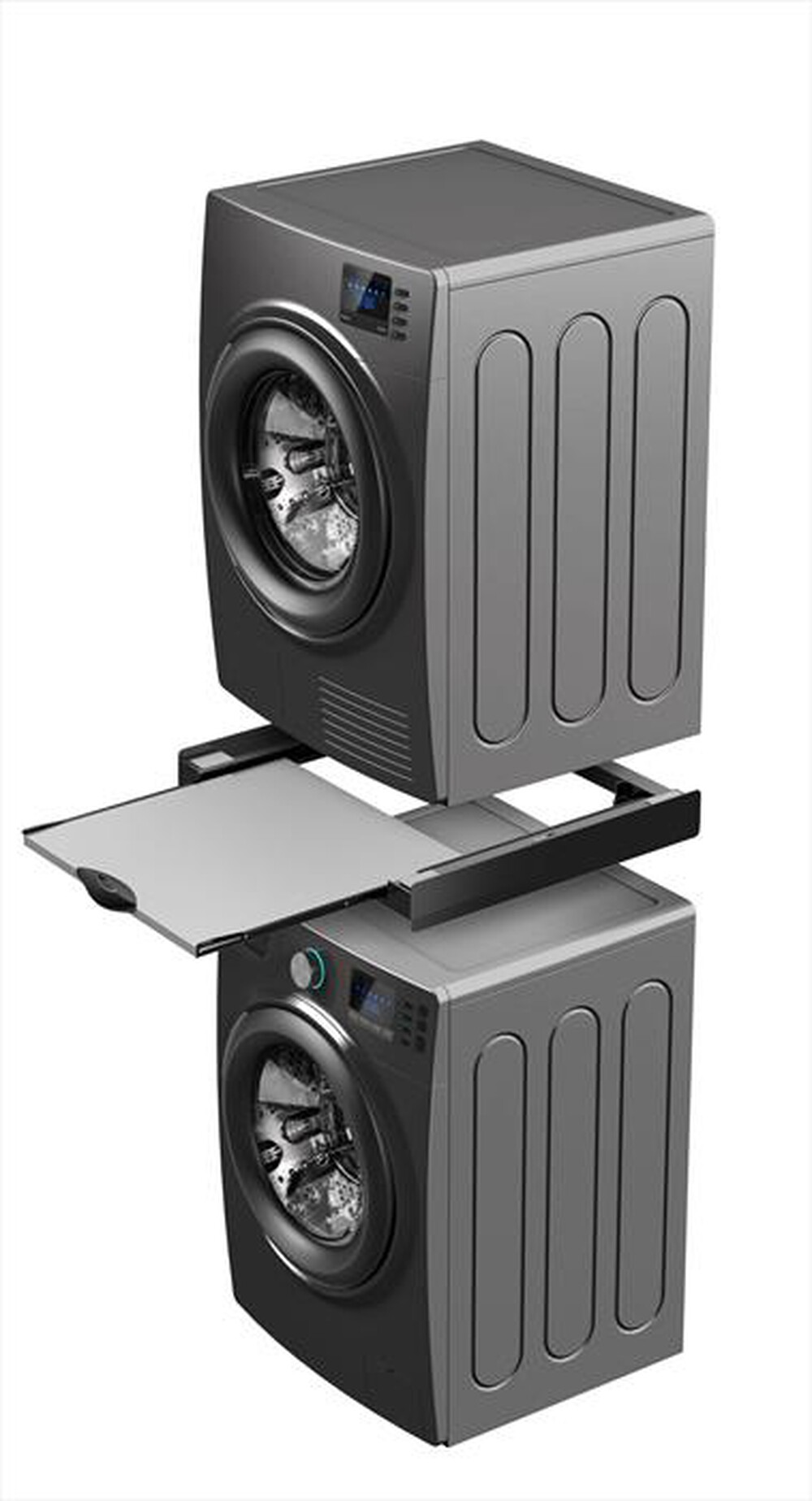 "MELICONI - Kit di sovrapposizione lavatrice TORRE DARK-Tecnopolimero Nero e legno gri"