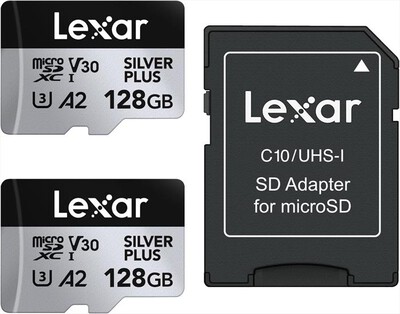 LEXAR - Supporto Micro SDXC 128GB BIPACK A2 V-Grigio