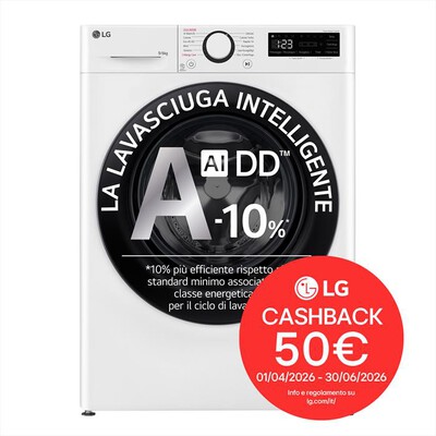 LG - Lavasciuga AI DD D4R3009NSWB 9/6 Kg Classe A-Bianca